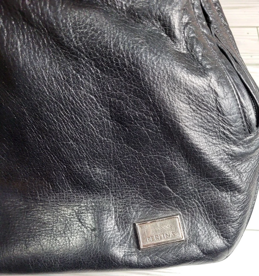 Bolso de Hombro Hobo Perlina New York Mujeres Negro Cuero Suave Cartera Correa Bolso de Mano Foto 3 de 4