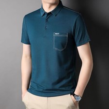 ZONBAILON Summer Pocket Business Men's Light Travel Short Sleeve Polo Shirt