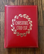 Mid-Century Modern Red Christmas Card List Book,Springfield Co,1950's,NOS,MCM