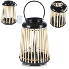 Laterne Gartenlampe Gartenleuchte Kerzenhalter Kerzenständer aus Bambus 33 cm