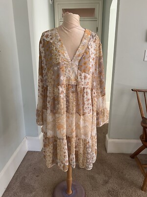 Entro Plus Size Beige Yellow Floral Bohemian Peasant Dress, Sz 2X,Lk nw! |  eBay