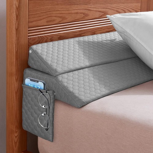 Queen Size Bed Wedge Pillow-Bed Gap Filler Mattress Wedge Headboard 60x10x6"Gray