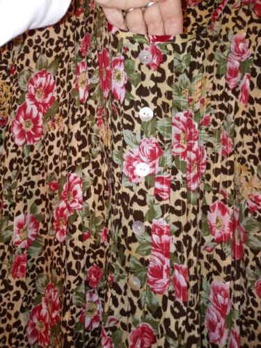JBS dress long rayon leopard animal & red roses floral s/s 24W plus WIDE EASY - Picture 3 of 9