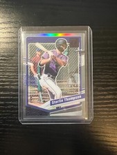 2023 Panini Chronicles Clearly Donruss Purple #25 Sterlin Thompson #13/25 Colo