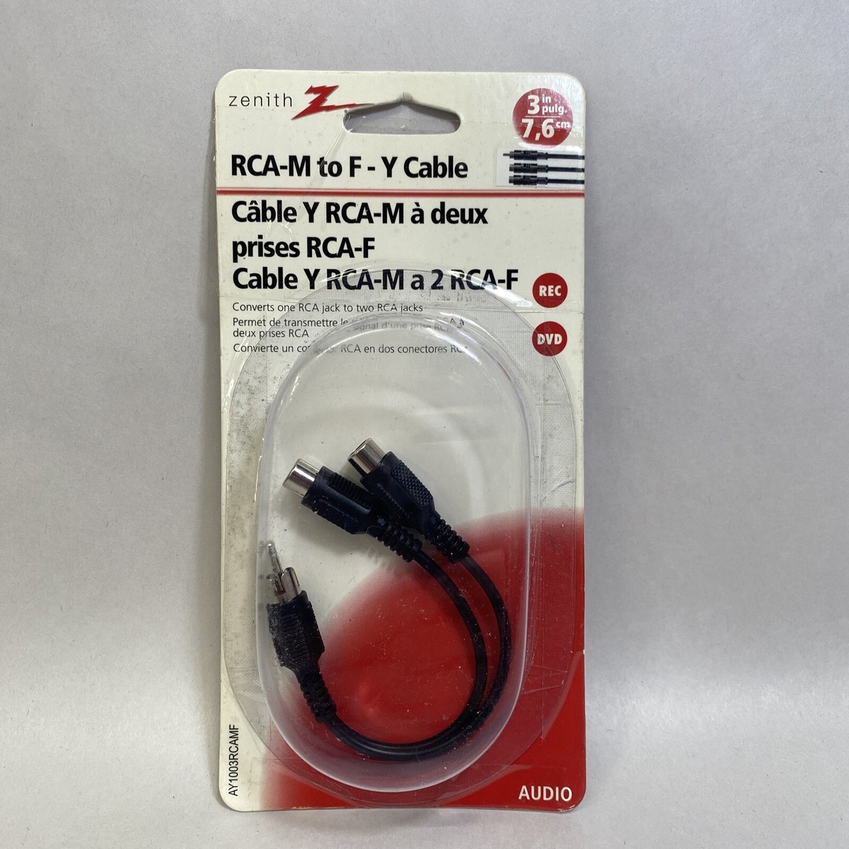 NEW ZENITH AY1003RCAMF AUDIO Y ADAPTER CABLE RCA M - 2F 3