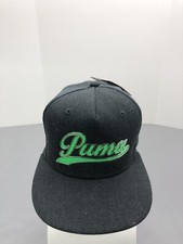 Puma Youth Hat Snapback Cap Adjustable Strap Gray Script Logo Boys Dry Tech