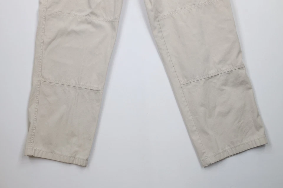 Vintage 90s Cabelas Womens 12 Distressed Wide Leg Double Knee Cargo Pants Beige - Image 4 of 4