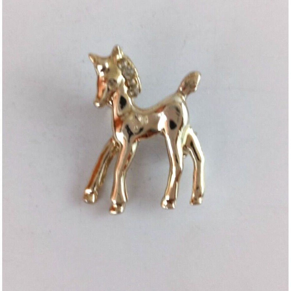 Spilla cappello risvolto vintage pony colt cavallo color oro