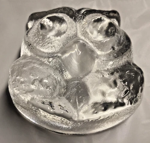 Blenko Retro Owl Paperweight Clear Art Glass Handblown Cute