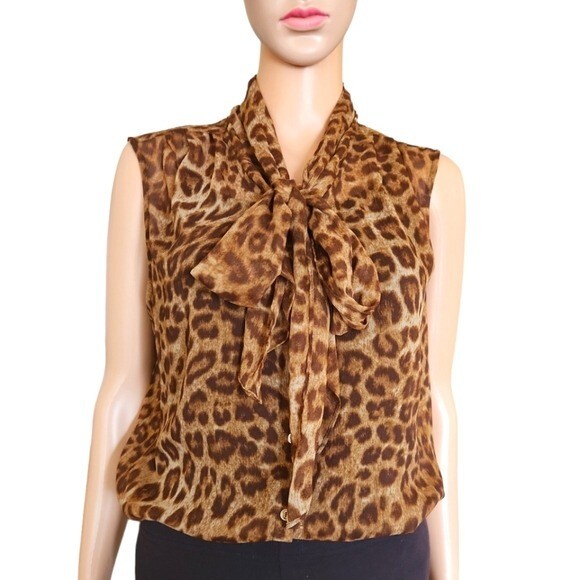 EUC Charter Club Sleeveless Leopard Blouse BUSINESS CASUAL Evening ANIMAL PRINT