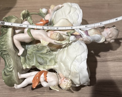 VTG French Cherub Rose Lady Jardiniere Hand Painted Gilt Bisque Porcelain Paris - Picture 11 of 12