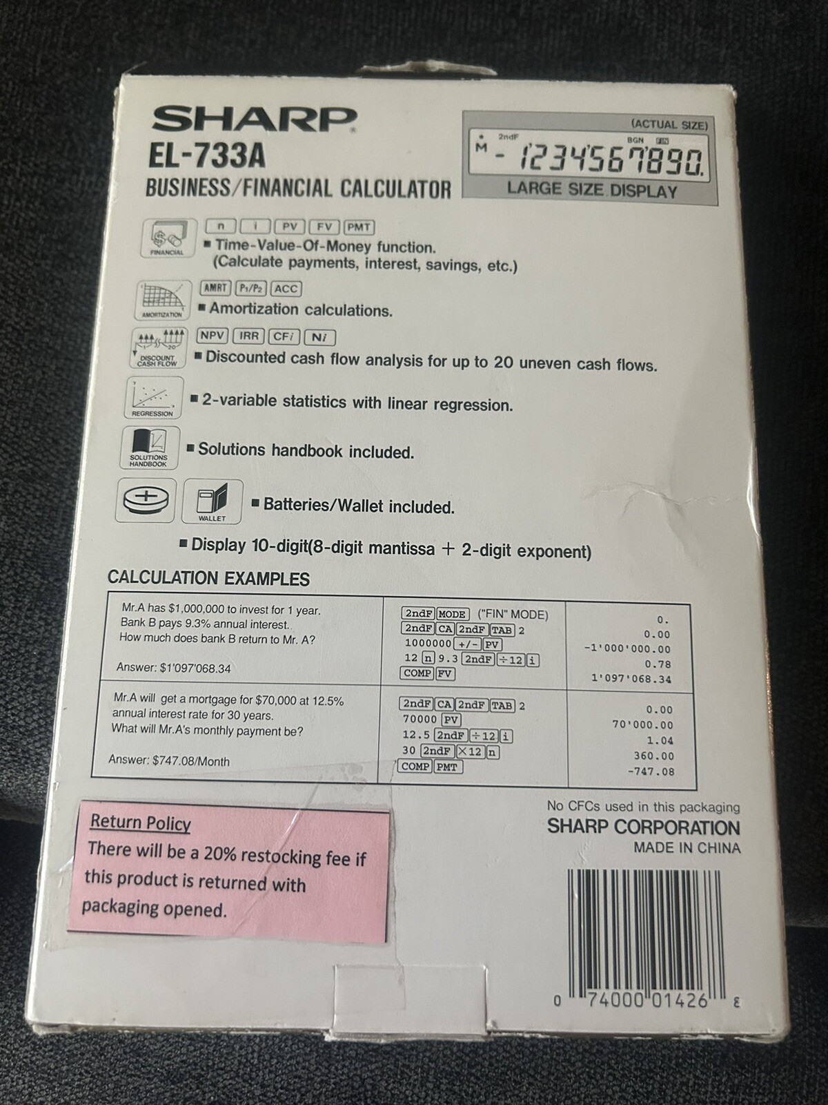 Sharp EL733A Financial Calculator for sale online eBay