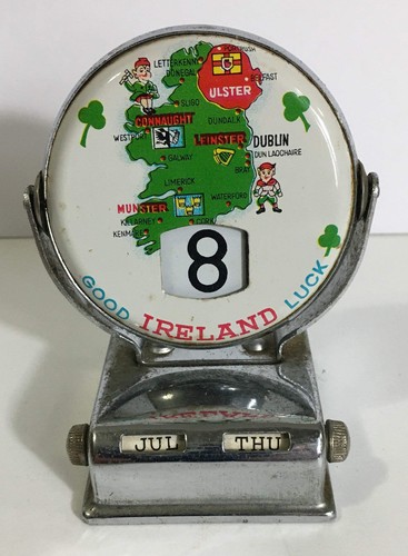 Vintage 1960s Flip Desk Calendar - Ireland Souvenir - Good Luck - Working Condit