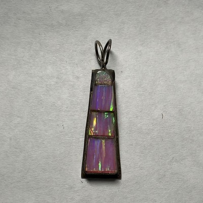 Vintage Sterling Silver Native Style Pink Simulated Opal Pendent By K J - K2