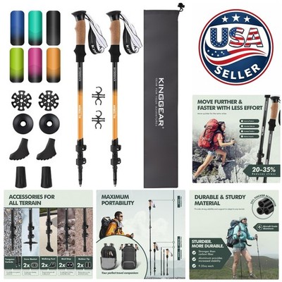 Pro-Grade Trekking Poles - Lightweight, Adjustable 54'' with Accessories Included