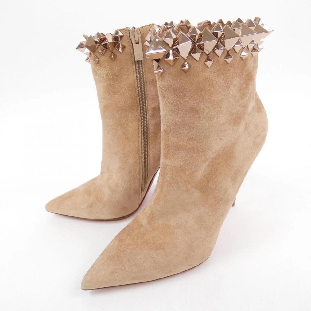 Christian Louboutin — Christian Louboutin Short Boots EU:38.5 Pink Suede Spike Studded Shoes