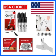 Professional 12-Piece Black Fine Tip Permanent Markers - Versatile Art Supplies