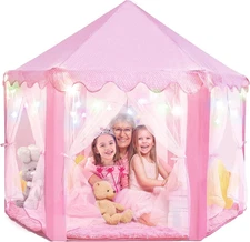 Princess Tent - 55 X 53 In, Toddler - Starry LED Lights Kids Tent - Cozy Indoor