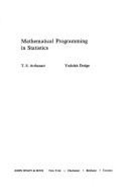 Mathematical Programming in Statistics T. S., Dodge, Yadolah Arth