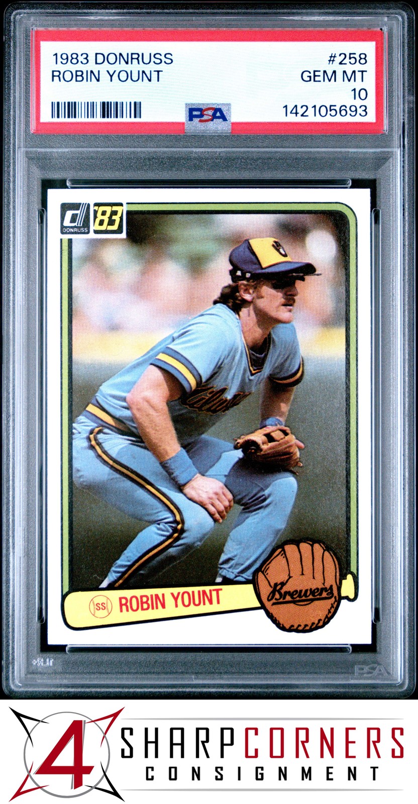 1983 DONRUSS #258 ROBIN YOUNT BREWERS HOF PSA 10