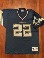 VINTAGE Dallas Cowboys #22 Emmitt Smith Boys Large 14-16 Champion Jersey Blue