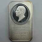 President 1913- 1921 WOODROW WILSON 1ozt .999 Silver Art Bar by Madison Mint