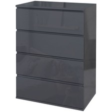 HOMCOM Bedroom Chest of Drawers, High Gloss 4 Drawers Dresser Refurbished