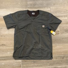 Carhartt Shirt Top Mens Large Rugged Flex Modern Fit Ripstop Pockets Scrub Black