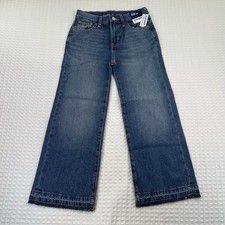 Old Navy Girls 10 High Rise Baggy Wide Leg Jeans NWT Raw Hem Blue