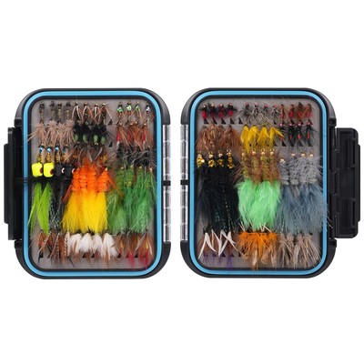108PCS Hand Tied Fly Fishing Flies Kit | Nymphs, Streamers, Poppers Dry/Wet F...