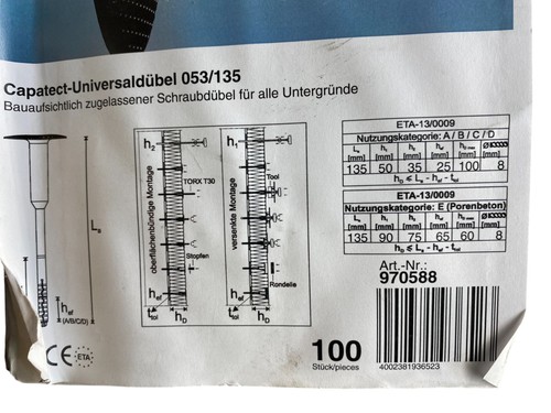 310 Stück Caparol Capatect 053 135mm Tellerdübel Universaldübel WDVS Dübel 49706 - Picture 6 of 6