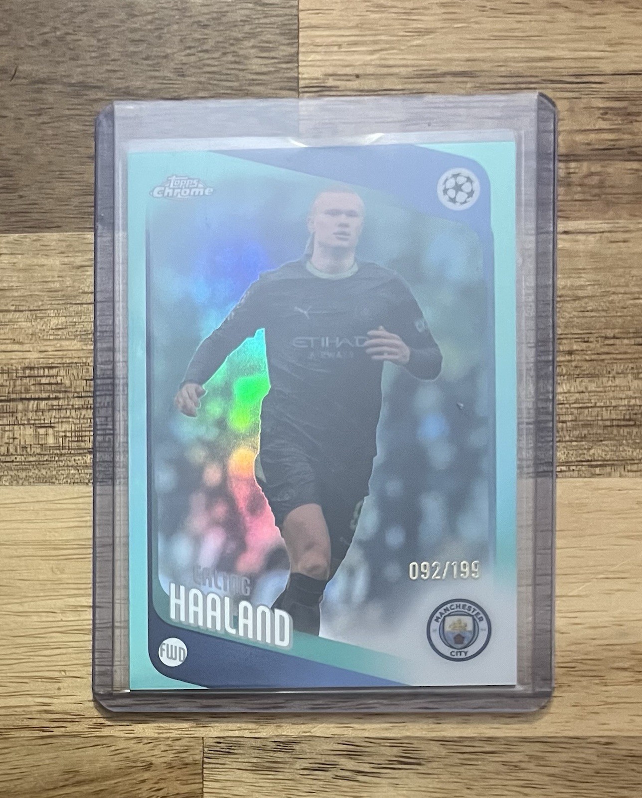 2025-26 Topps Chrome UEFA Club Competitions Erling Haaland Aqua Foil /199 #181 view 3