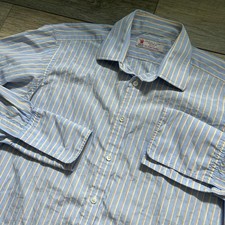 Turnbull Asser Men's 42 Dress Shirt Blue Striped England Sea Island French Cuffs