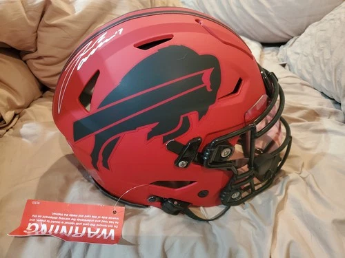 Josh Allen Autographed Buffalo Bills 'RAVE' Authentic Speedflex Helmet Beckett