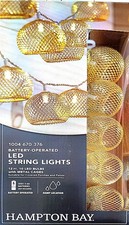HAMPTON BAY Indoor 12' Battery Operated Metal 10-Light LED String Lights