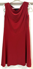 Chaps Dress Sz L  Red Stretch Sleeveless Drape Neck Fit Flare Christmas Holiday