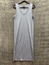 Paige Sage Sleeveless V-Neck Midi Tank Dress Gray Side Slits Womens Size M