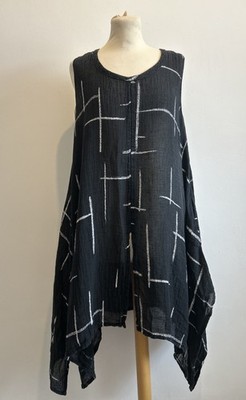 Ralston schwarz Leinen Tunika Top Gr. S Oversize Lagenlook Lagenlook leicht