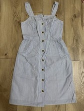 J.CREW Women's Striped Sleeveless Button Sundress Square Neck Knee Length 00