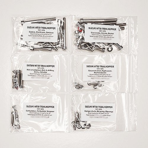 Kit vis allen inox moteur pour Suzuki MT 50 Trailhopper de 1971 à 1973