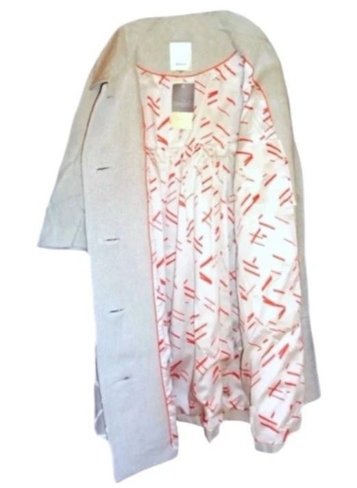 $348 Abrigo Anthropologie Jackie O Lino P10 Pequeño Grande Neutro Sofisticado Foto 4 de 4