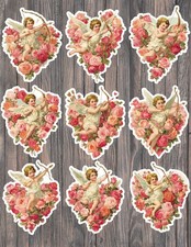 Cherub Floral Heart Cut Vinyl Stickers Set Scrapbooking Laptop Waterbottle