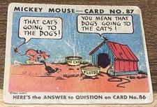 1935 MICKEY MOUSE Gum Card #87 Bubble Gum Card Type 2 Early Disney Card RARE!!!