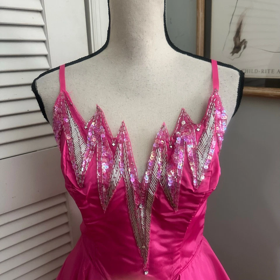 Vestido Vintage CLIMAXX KAREN OKADA 11/12 Rosa Vestido Retro Años 80 Glam *funciona pequeño Foto 3 de 4