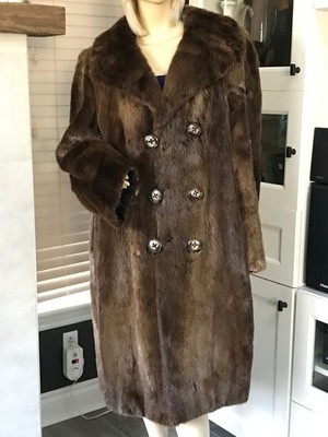 MEN Brown Beaver Fur Coat Sz. 42