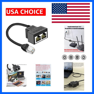 #ad Efficient RJ45 Ethernet Splitter Connect Two Devices with One Network Port $12.59