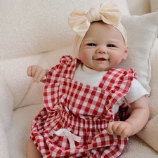 Realistic Smiling 19in Reborn Baby Dolls Cloth Body Sweet Infant Christmas Gifts