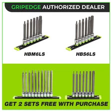 GripEdge RPT HEX Driver Set 3/8" Dr Metric & SAE + 2 Free Long 1/4" Dr Sets