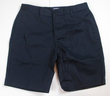 LANDS END Classic Navy School Uniform Plain Front Chino Shorts Girls 14 Slim NEW