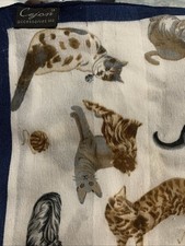 Vintage CEJAN Scarf With Cats Kitty Yarn Balls Square Shape So Cute